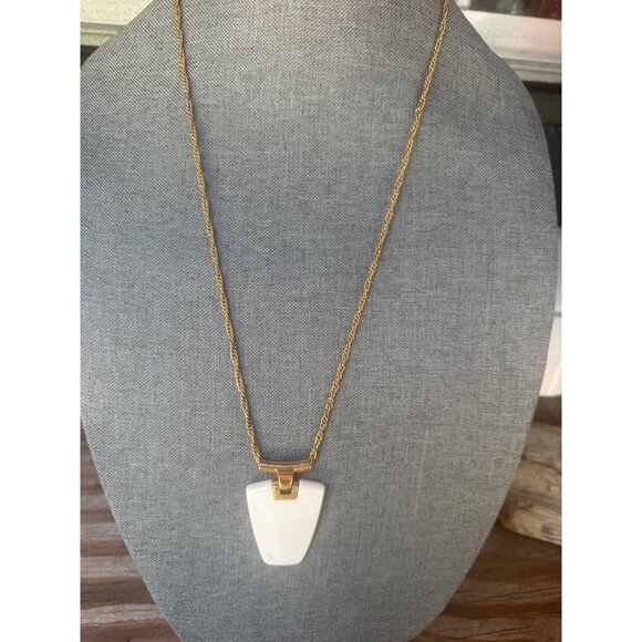 Trifari Jewelry - Crown Trifari Modernist White Lucite Pendant Necklace
